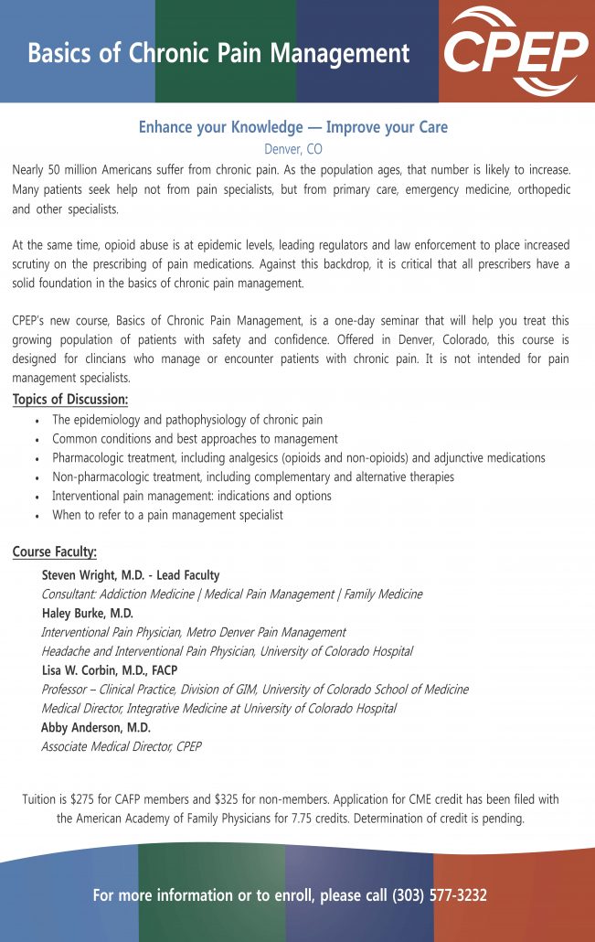 Pain Management Flyer 2018 CPEP