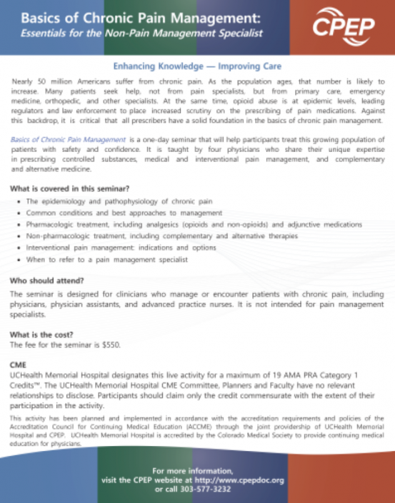 Pain Management Flyer 2020 CPEP